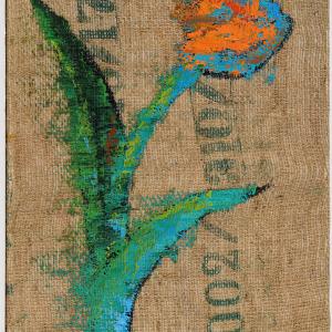 Tomorrow Never Knows, 2020, Olio su sacco di caffè , 40x30cm