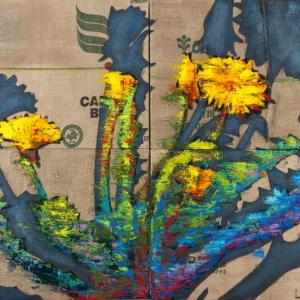 Tomorrow Never Knows, 2017, Olio su sacco di caffè , 160x240cm