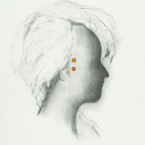 Testa illuminata 2,  2020, Tecnica mista su carta, 35x25cm