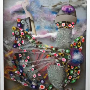 Neck bottle head, 2021, Pittura spray su plexi, 100x75cm