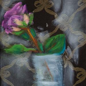 The Uncertainties  of Memory, 2021, Olio su damascato, 30x20cm