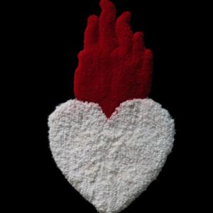 How deep is your love, 2022, Misto lana e filo da ricamo fluo, 33x58cm