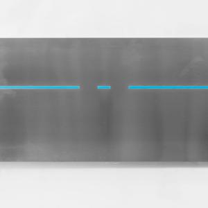 AO II, 2022, Alluminio aeronautico con nastro luminoso, 84x184cm