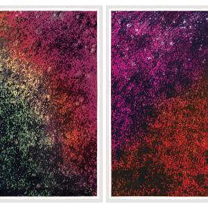 Densità spettrale #3 (dittico), 2008, Acquerello, guache e polvere dâ€™oro su carta , 71x103x2cm