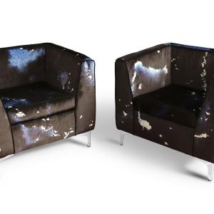 Sapere Aude, 2020, Coppia di poltrone da lettura, velluto lucido 371 gr, 66x76x66cm