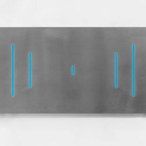 AO XII, 2022, Alluminio aeronautico con nastro luminoso, 84x184cm