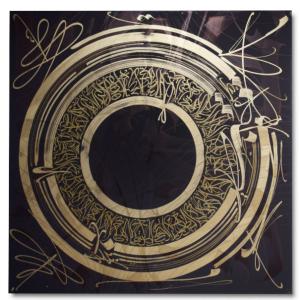 Error Connection #1, 2019, Acrilico, smalto e inchiostro su tela, 100x100cm