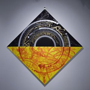 The Fire of Moon  and Sun #1, 2019, Acrilico e smalto su tela, 100x100cm