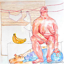 Masha GorodiLova, Human and Animal 2, 2025, Tecnica mista, 100x100cm