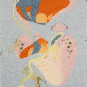 Se ti serve una schiusa, 2023, Olio, grafite e vinilici su tessuti di cotone cuciti insieme, 130x80cm