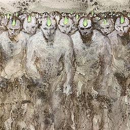 Stefania Fabrizi, La grande marcia, 2023, Tecnica mista su tela, 35X45cm