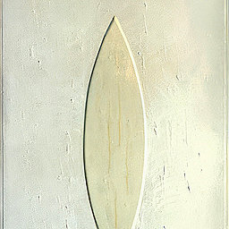 Luigi Manciocco, Betulla, 2009, Foglio di betulla, smalto, olio e colle industriali su tavola, 72x142cm
