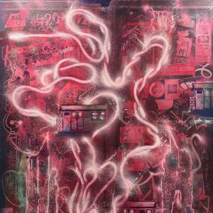 Dystopik or Diss-Topik , 2023, Tecnica mista su tela , 134x112cm