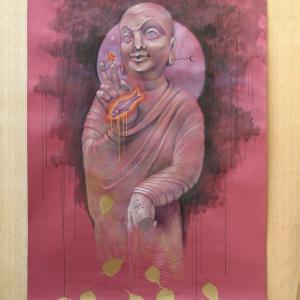 Mano filosofica, 2017, Tecniche miste su carta, 180x125cm