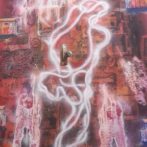 The Doors are Closing, 2023, Tecnica mista su tela, 134x112cm