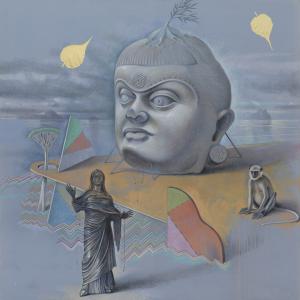 Socotra, 2023, Tecniche miste su carta intelata, 150x150cm