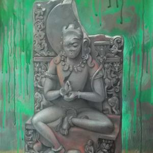 Il signore di Taxila, 2024, Tecniche miste su carta, 55x45cm