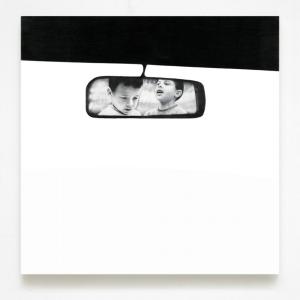 Elvio Chiricozzi, Retrovisore, 2006, Matita su legno, 79x79cm
