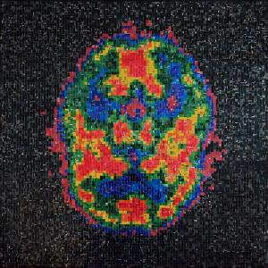 Dreaming, 2018, Tessere d'alluminio e colla su tela, 100x100cm