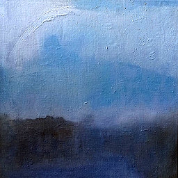 Evelyne Baly, Le ombre si nascondono tra le parole, 2022, Olio e tecnica mista su tela, 60x60cm