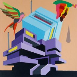 Un volo in città, 2025, Acrilico su tela, 30x30cm