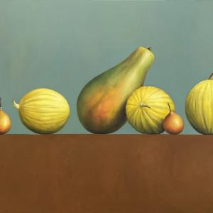 Composizione con frutti tropicali I, 2023, Olio su tela, 150x250cm
