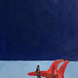 Una stella nel mare, 2024, Olio su carta telata, 14x27cm