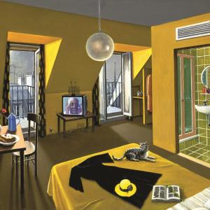 18.92 la mansarde jaune, 2002, Olio su tela, 100x81cm